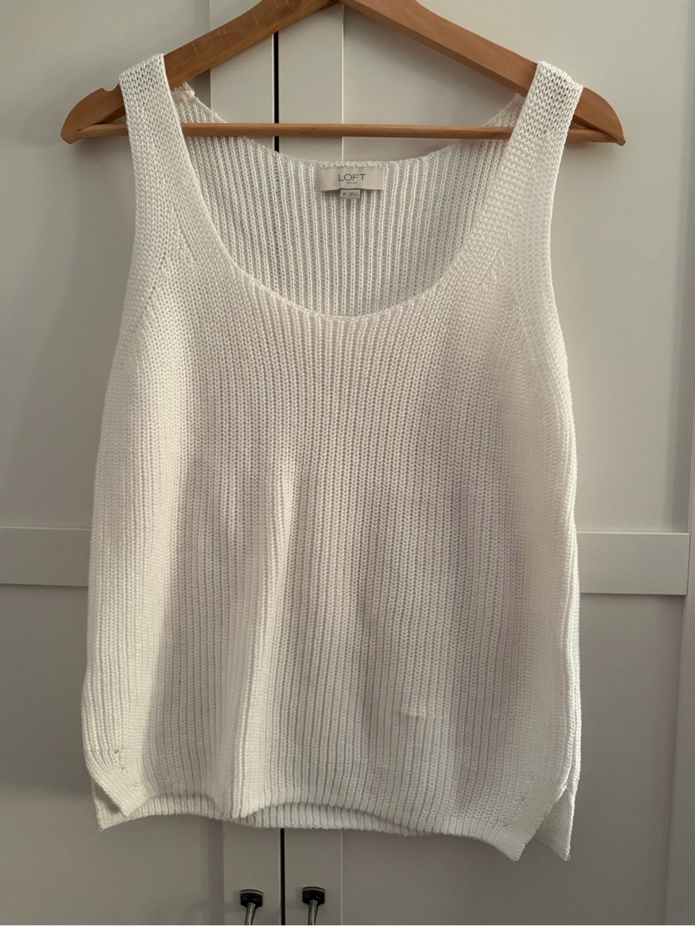 LOFT White Ribbed Knit Tank